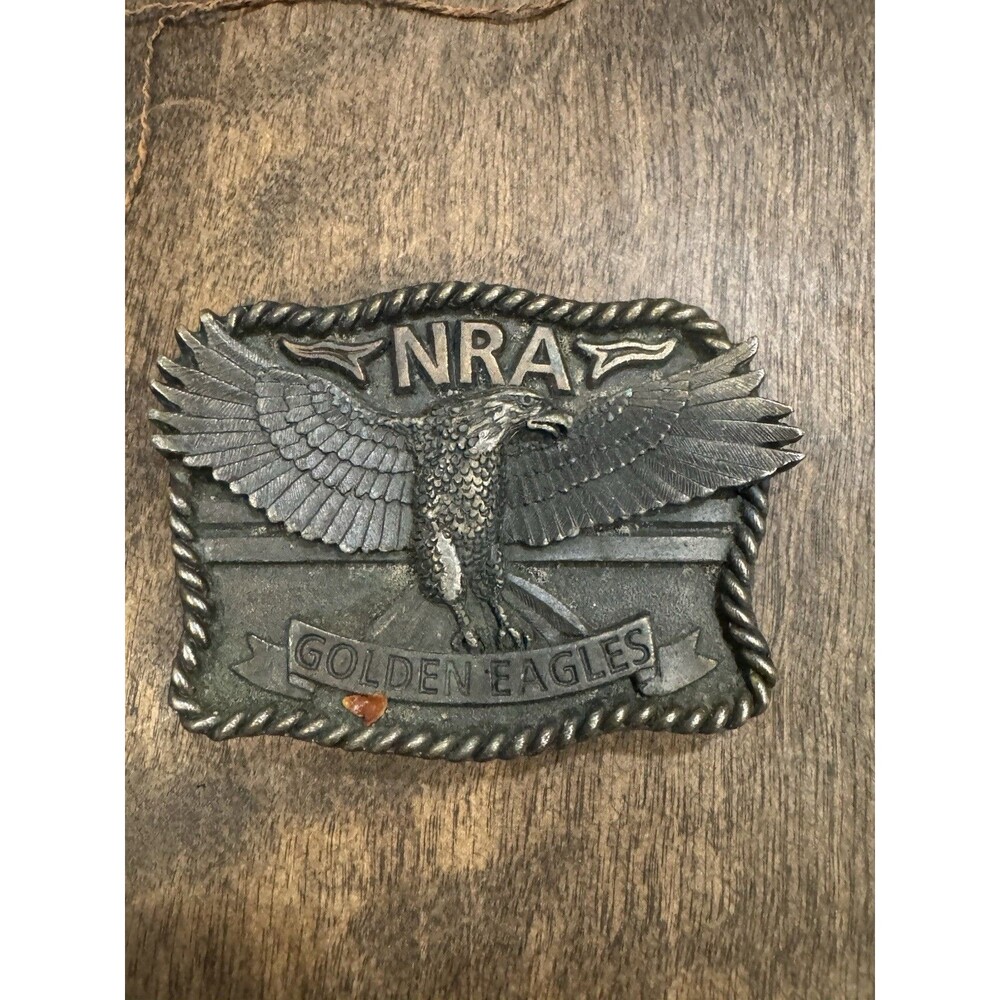 Vintage NRA Golden Eagles Brass Belt Buckle Limited Edition Made in USA Rifle